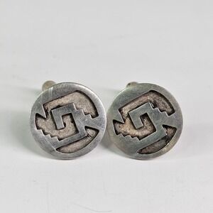 Vtg Sterling Silver Cufflinks 925 Mexico Taxco Hopi Tribal Aztec Geometric